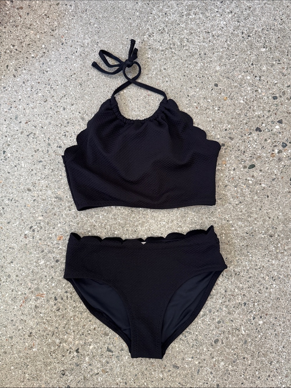 Old Navy Black Scallop High-Neck Kids Bikini Set